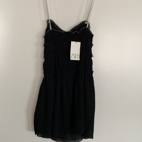 Zara Little Bow Textured Black Slip Dress Corset Camisole Burlesque Paris NWT S - Picture 7 of 16